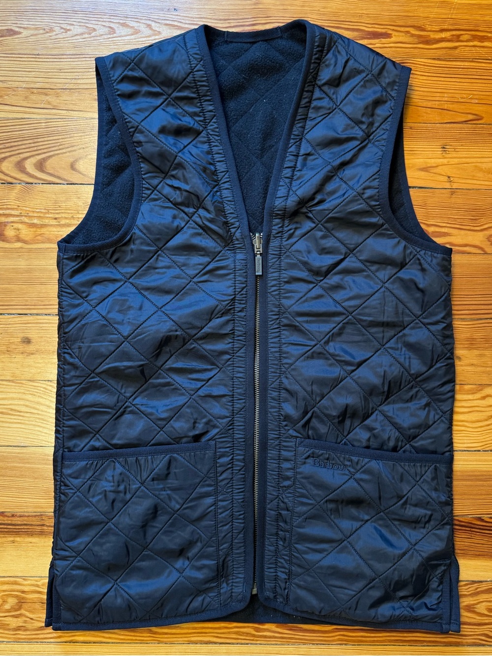 Barbour Polarquilt Black Zip-Front Waistcoat/Vest